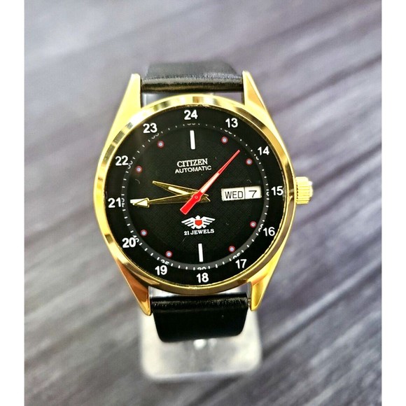 Rare Vintage Citizen Automatic Black Pattern 12-24hr Dial Watch 8200-4 Serviced - Picture 3 of 11